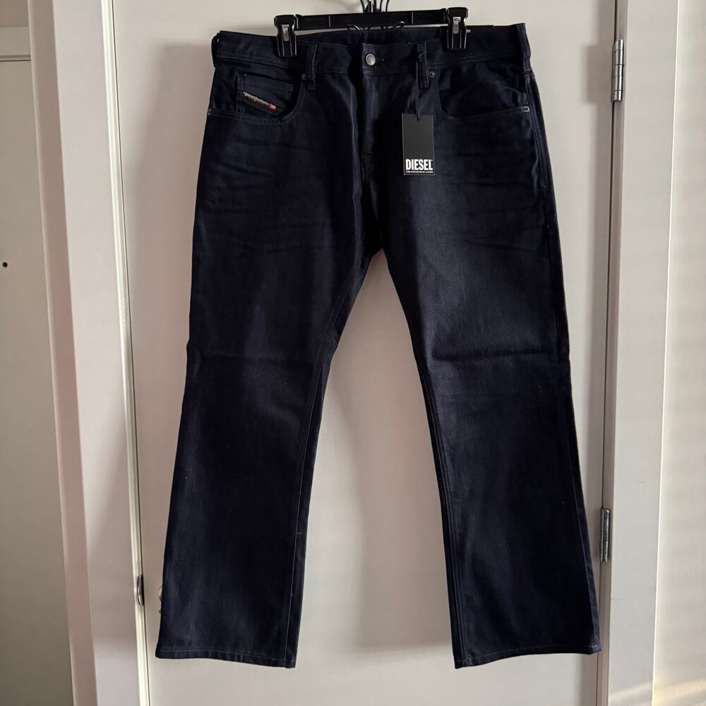 New Diesel Zatiny Bootcut Denim Jeans Dark Blue Rinse Button Fly US Sz 36x30